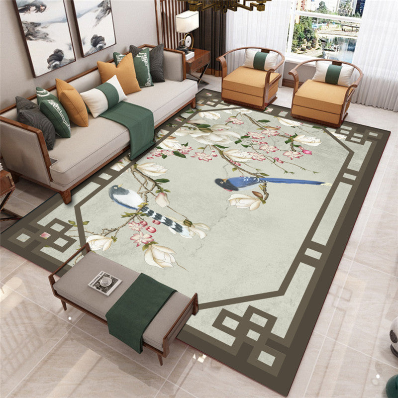 Modern Living Room Carpet Multicolor Flower Print Indoor Rug Polypropylene Pet-Friendly Washable Rug