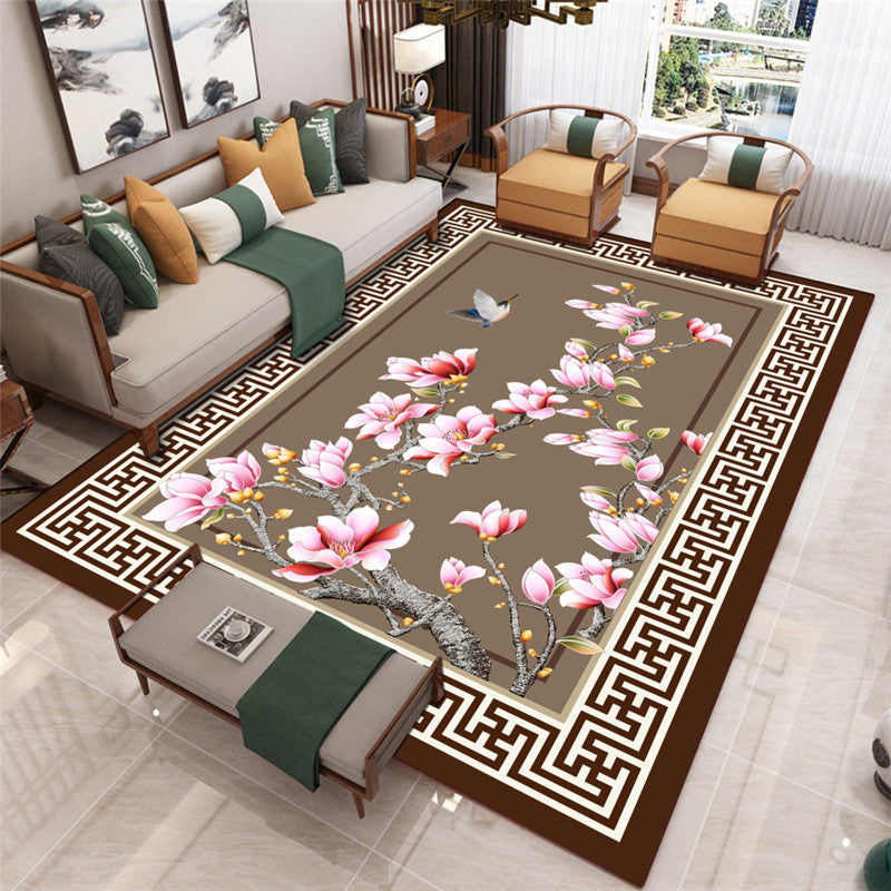 Modern Living Room Carpet Multicolor Flower Print Indoor Rug Polypropylene Pet-Friendly Washable Rug