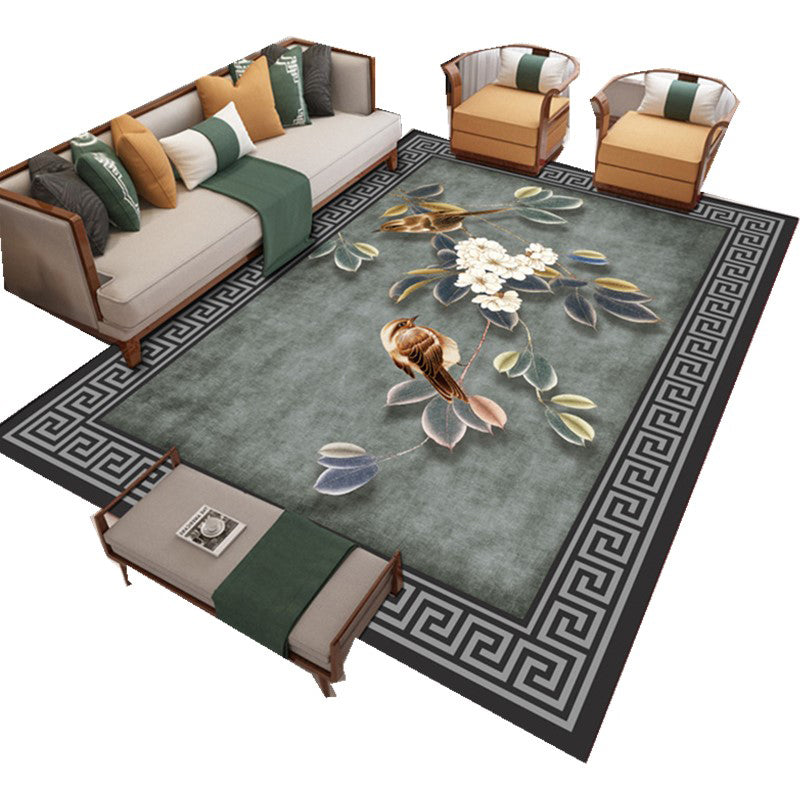 Modern Living Room Carpet Multicolor Flower Print Indoor Rug Polypropylene Pet-Friendly Washable Rug