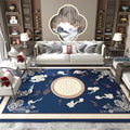 Asian Living Room Carpet Multicolored Chinese Print Carpet Polyester Non-Slip Underlay Pet-Friendly Indoor Carpet