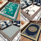 Formal Living Room Rug Versatile Floral Pattern Rug Polyester Non-Slip Back Machine Washable Rug