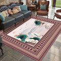 Asian Living Room Rug Multicolored Flower Pattern Printed Rug Indoor Synthetic Non-Slip Back Easy Care Rug
