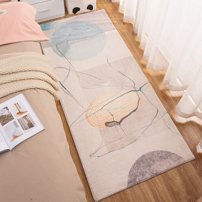 Comfort Hand-printed Carpet Multicolored Lambswool Area Rug Non-slip Back Easy-care Indoor Rug for the Bedroom
