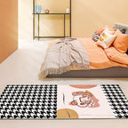 Western Houndstooth Pattern Rug Multicolor Polyester Area Rug Non-Slip Back Pet Friendly Indoor Rug for Room