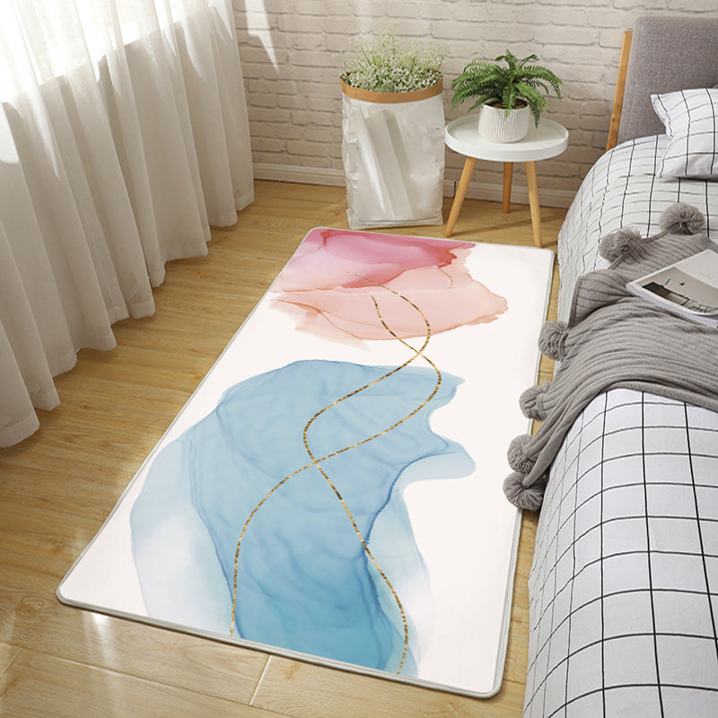 Relaxing Color Block Carpet Multicolored Polypropylene Indoor Carpet Non-Slip Back Easy Care Area Rug for Bedroom