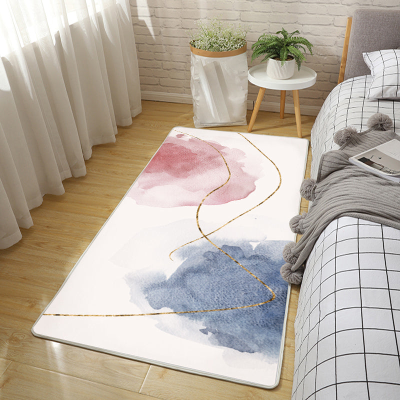 Relaxing Color Block Carpet Multicolored Polypropylene Indoor Carpet Non-Slip Back Easy Care Area Rug for Bedroom