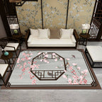 Asia Living Room Rug Multicolored Floral Pattern Area Rug Synthetic Easy Care Pet Friendly Indoor Rug