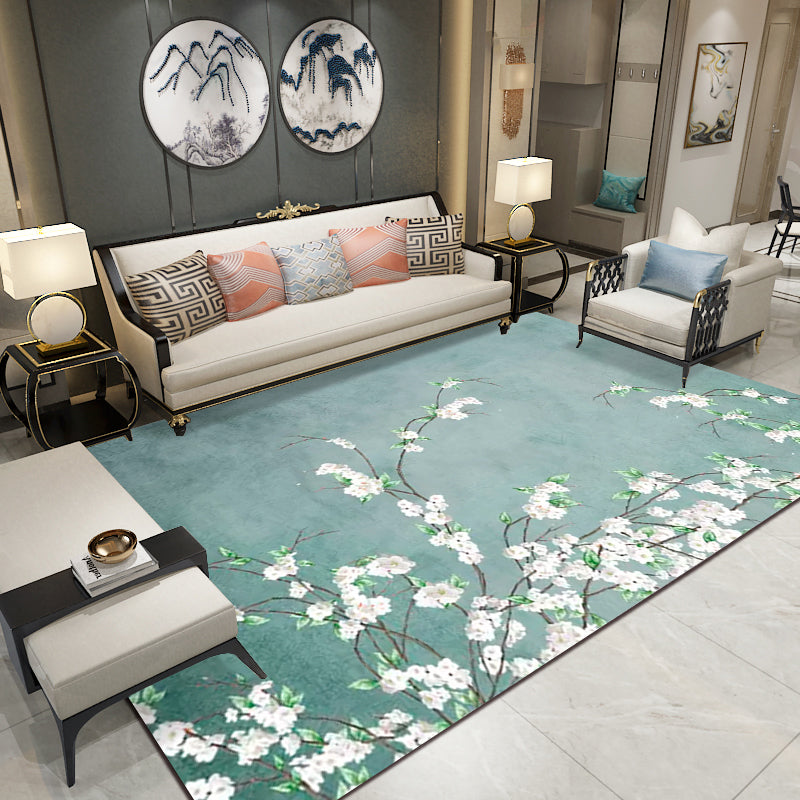 Relaxing Living Room Carpet Multicolored Floral Pattern Carpet Synthetic Non-Slip Pet-Friendly Easy-Care Carpet