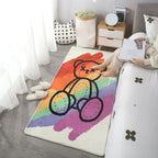Purple Cartoon Print Rug Polyester Nordic Indoor Rug Non-Slip Back Washable Easy Care Rug for Room