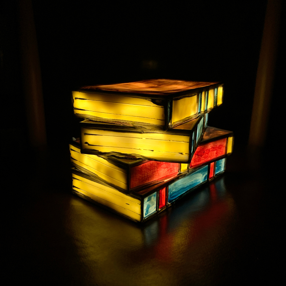 LumeNova Stained Glass Book Lamp | LED Table Light | Mood Light | Decorative Lighting for Home