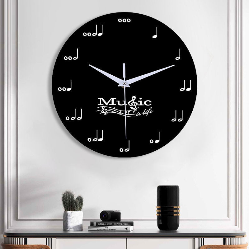 Music notes wall decoration quiet round clock