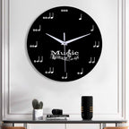 Music notes wall decoration quiet round clock