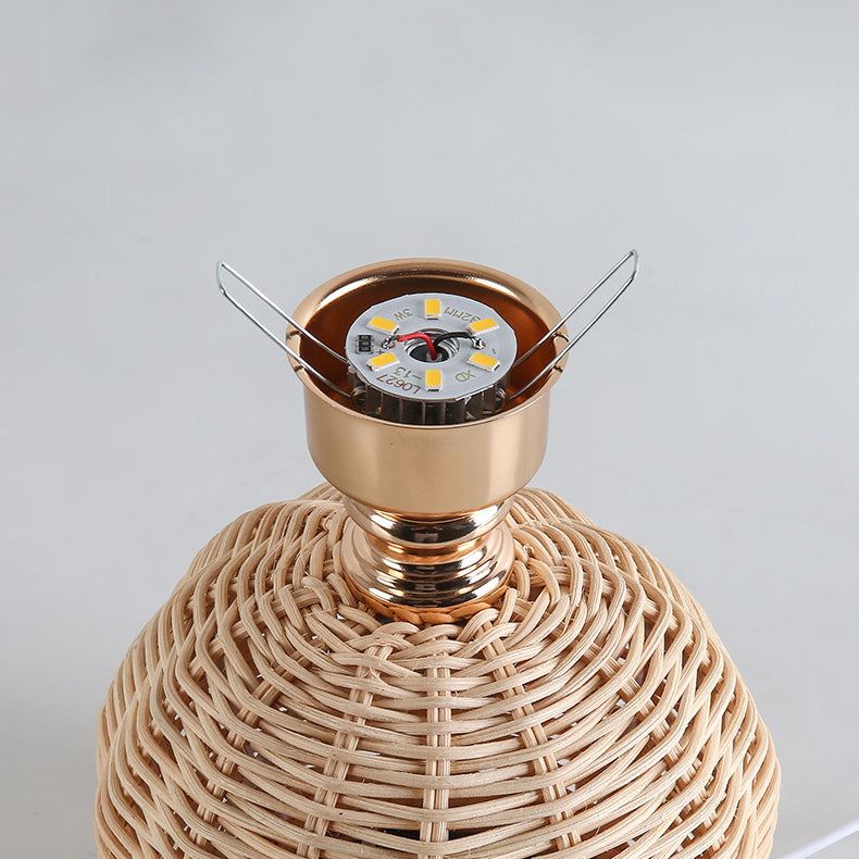 RattaLume Nordic LED Table Lamp | Woven Rattan & Foldable Fabric Shade | Mood Light | Decor for the Bedroom