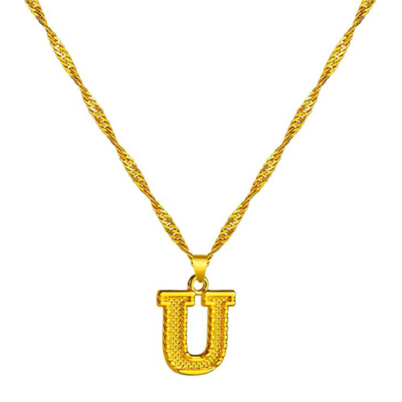 18K gold-plated initial letter necklace