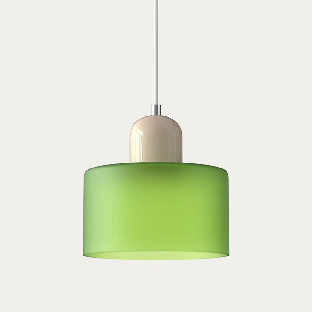 Glass light in subtle colors of the kitchen