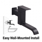 Contemporary Wall Mounted Bathroom Faucet Lever Handles Low Arc Swivel Brass Faucet
