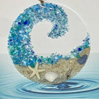 Ocean glass sun catcher - Ocean-breaking wave beach ornament