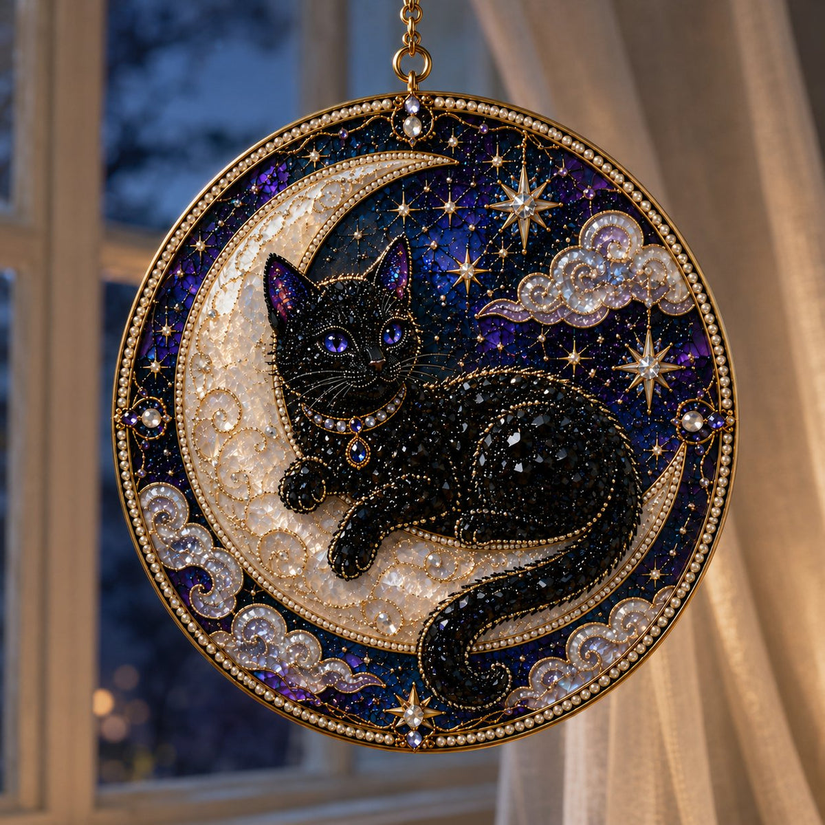 DIY Celestial Black Cat Window Hanging Kit