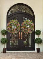 BloomWreath Spring & Summer Front Door Wreath | Handmade Floral Grapevine Accent