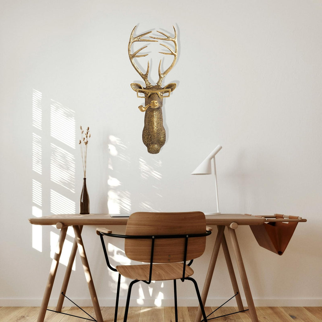 Resin Animal Head Wall Sculptures with Hand-Painted Details