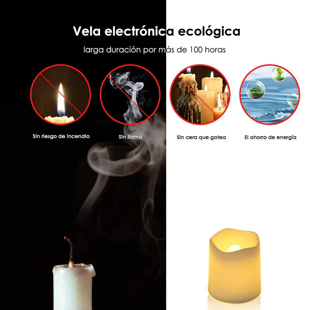 Battery-operated LED tealights with warm white flickering effect