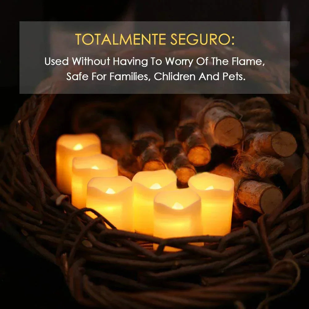 Battery-operated LED tealights with warm white flickering effect