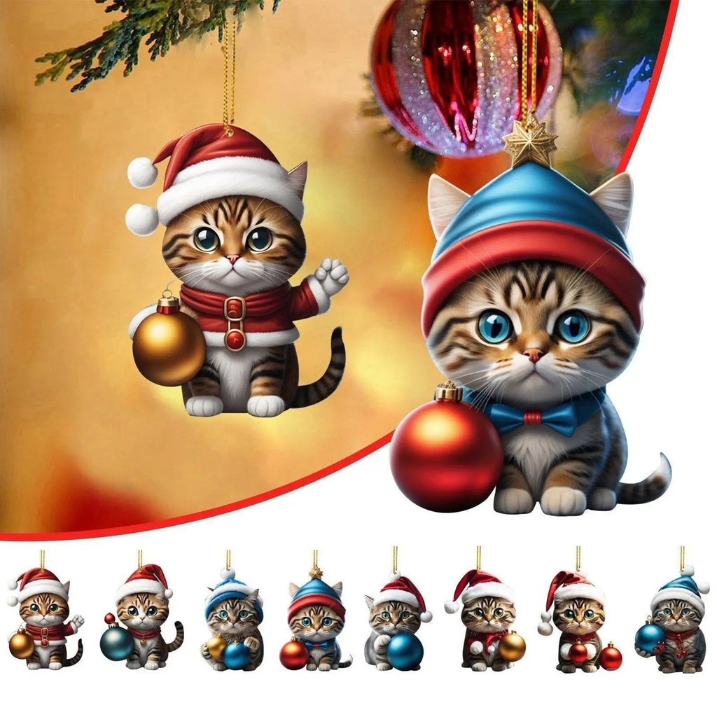 24-piece Cat Christmas Ornaments Set of Durable Acrylic for Advent Calendar Decoration