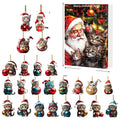 24-piece Cat Christmas Ornaments Set of Durable Acrylic for Advent Calendar Decoration