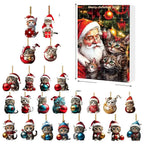24-piece Cat Christmas Ornaments Set of Durable Acrylic for Advent Calendar Decoration