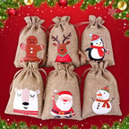 HollyTime Adventskalender Set – 24 herbruikbare cadeauzakken met stickers, clips & touw
