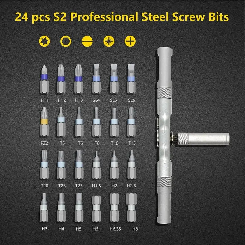 24-in-1 Ratchet Screwdriver Set for Precise Assembly Work