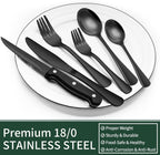 Luxury 24-Piece Black Cutlery Set – Stainless Steel & Dishwasher Safe