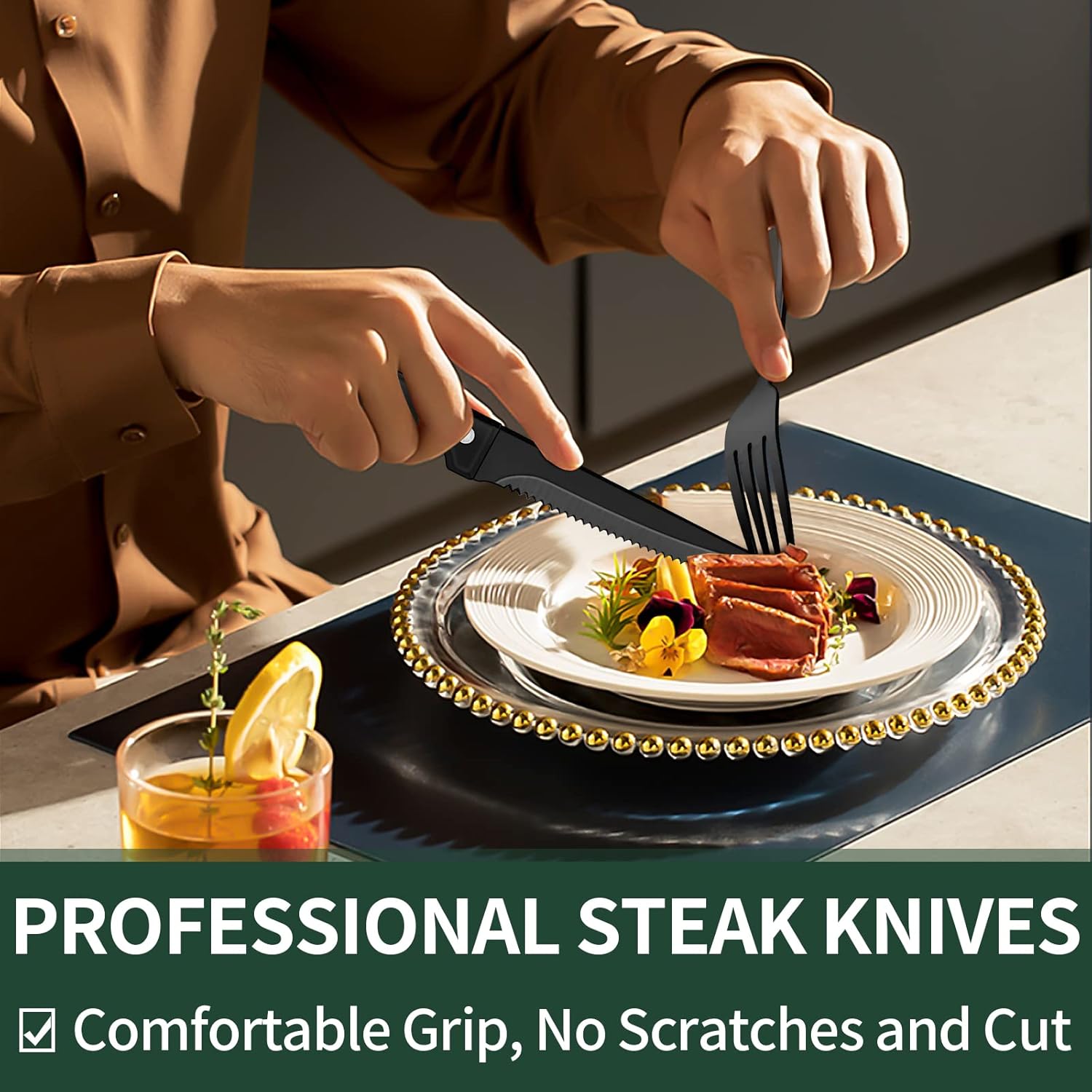 Luxury 24-Piece Black Cutlery Set – Stainless Steel & Dishwasher Safe