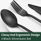 Luxury 24-Piece Black Cutlery Set – Stainless Steel & Dishwasher Safe