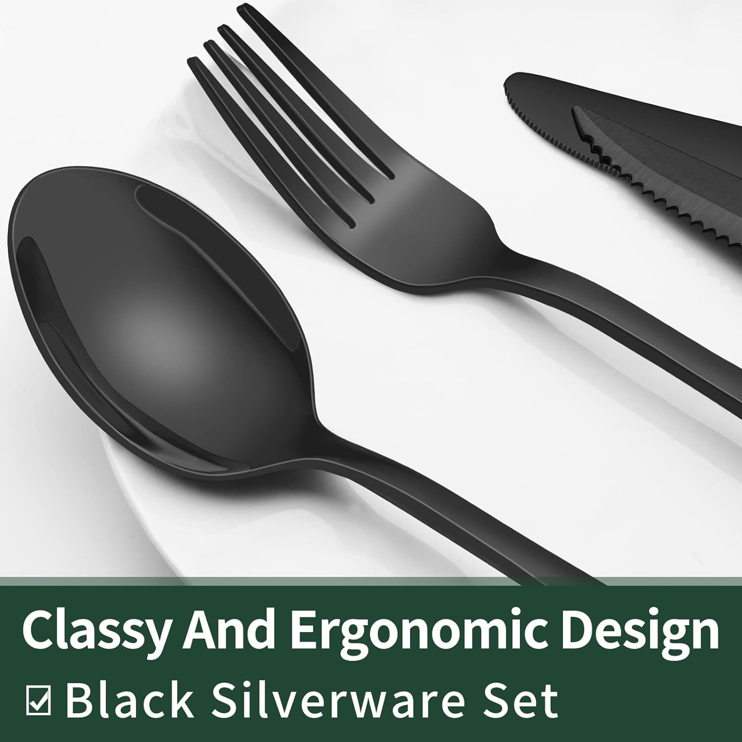 Luxury 24-Piece Black Cutlery Set – Stainless Steel & Dishwasher Safe