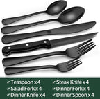 Luxury 24-Piece Black Cutlery Set – Stainless Steel & Dishwasher Safe