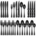 Luxury 24-Piece Black Cutlery Set – Stainless Steel & Dishwasher Safe