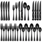 Luxury 24-Piece Black Cutlery Set – Stainless Steel & Dishwasher Safe