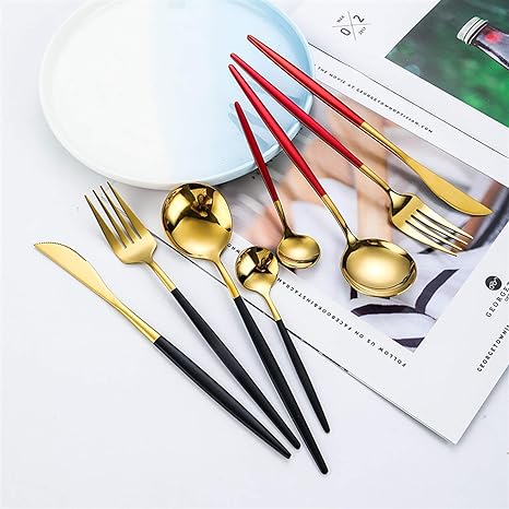 24-Piece Stainless Steel Gold-Silver Luxury Cutlery Set – RoyalGlow