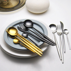 24-Piece Stainless Steel Gold-Silver Luxury Cutlery Set – RoyalGlow