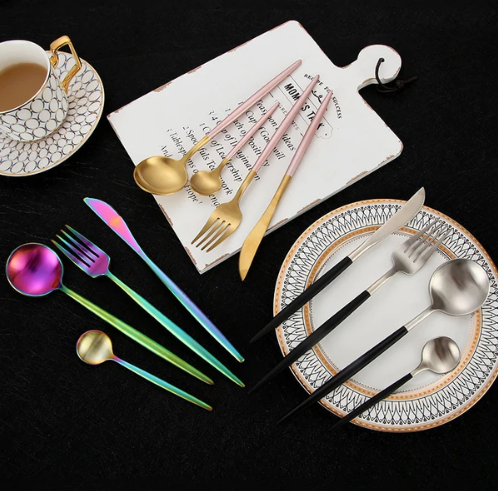 24-Piece Stainless Steel Gold-Silver Luxury Cutlery Set – RoyalGlow