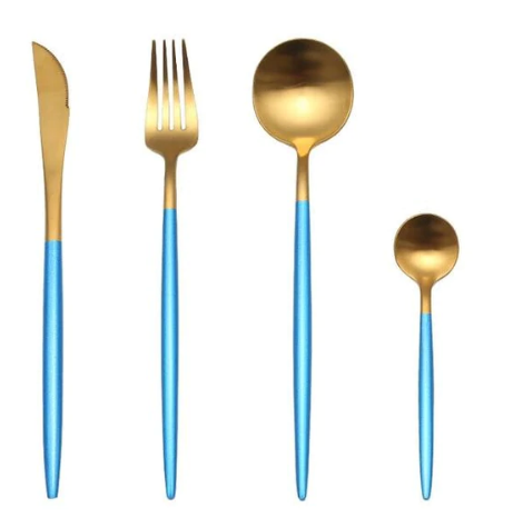 24-Piece Stainless Steel Gold-Silver Luxury Cutlery Set – RoyalGlow