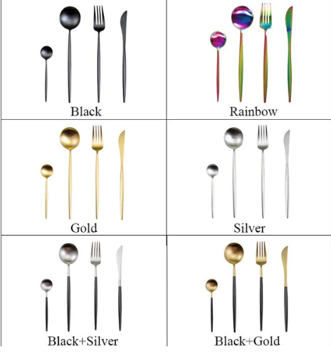 24-Piece Stainless Steel Gold-Silver Luxury Cutlery Set – RoyalGlow
