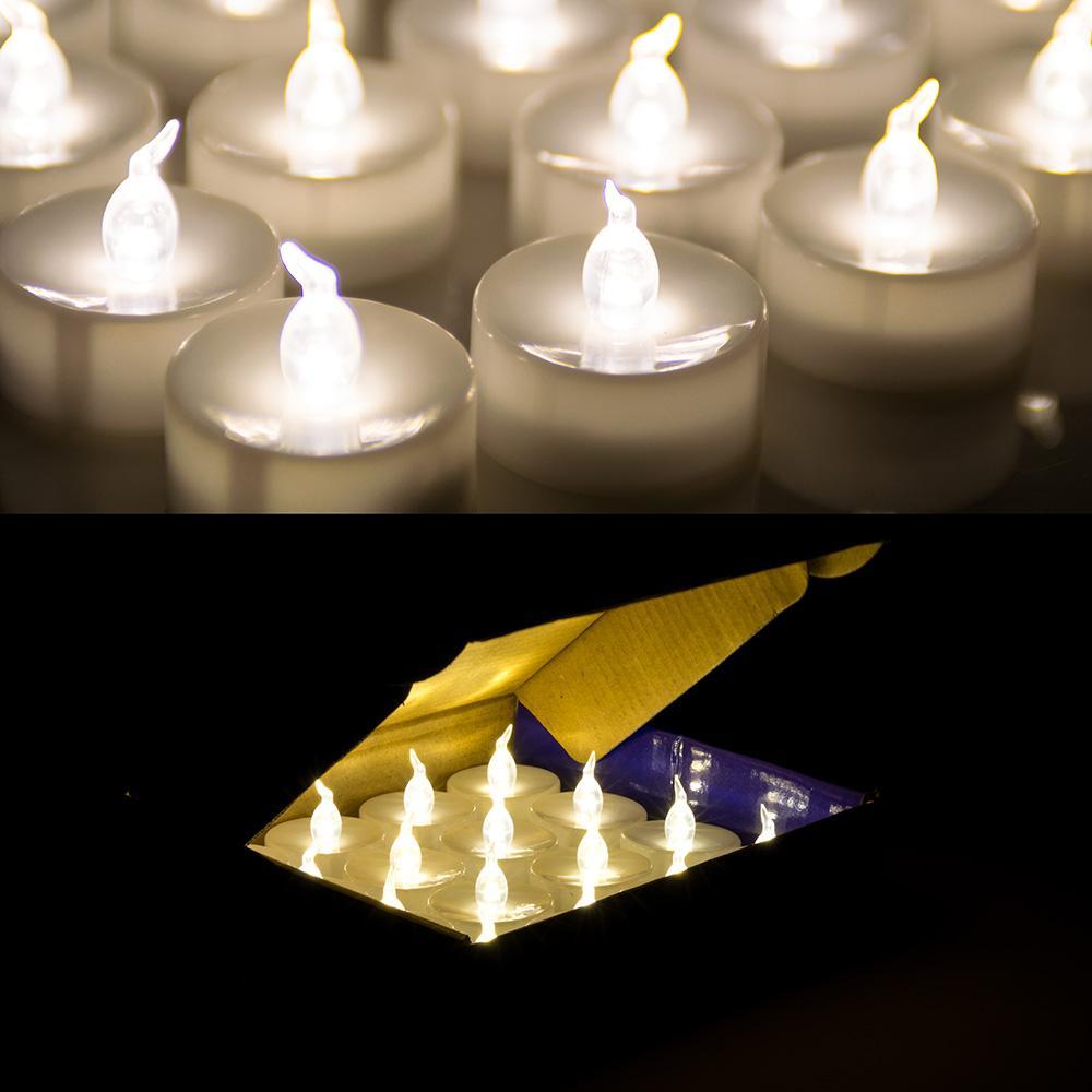 24-piece: Warm white tea lights timer flameless smokeless candles