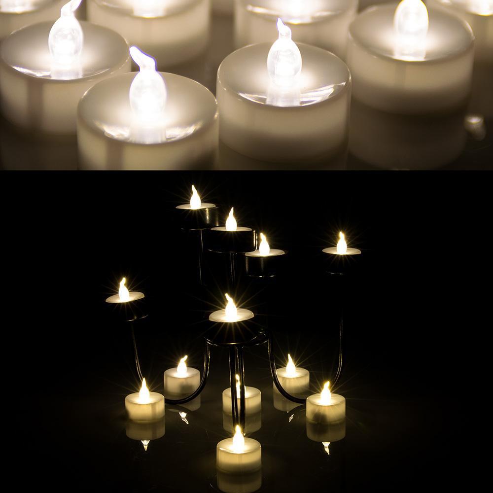 24-piece: Warm white tea lights timer flameless smokeless candles