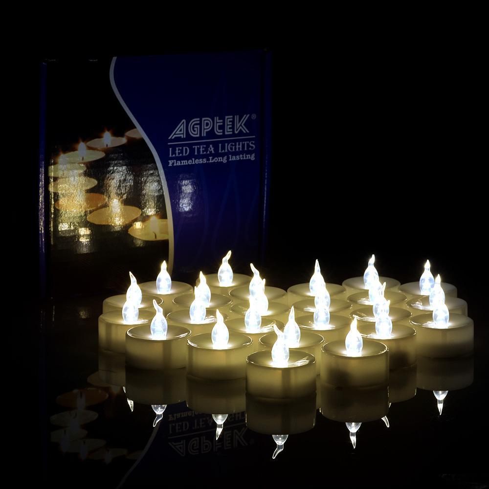 24-piece: Warm white tea lights timer flameless smokeless candles