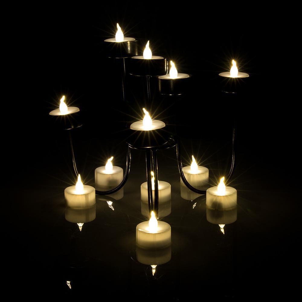 24-piece: Warm white tea lights timer flameless smokeless candles