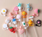 Drinking straw lid & decorative attachments made of silicone