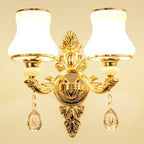 Victorian Candle Wall Sconces Lighting Metal Wall Mount Light with Shade and Crystal Decor