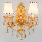 Victorian Candle Wall Sconces Lighting Metal Wall Mount Light with Shade and Crystal Decor
